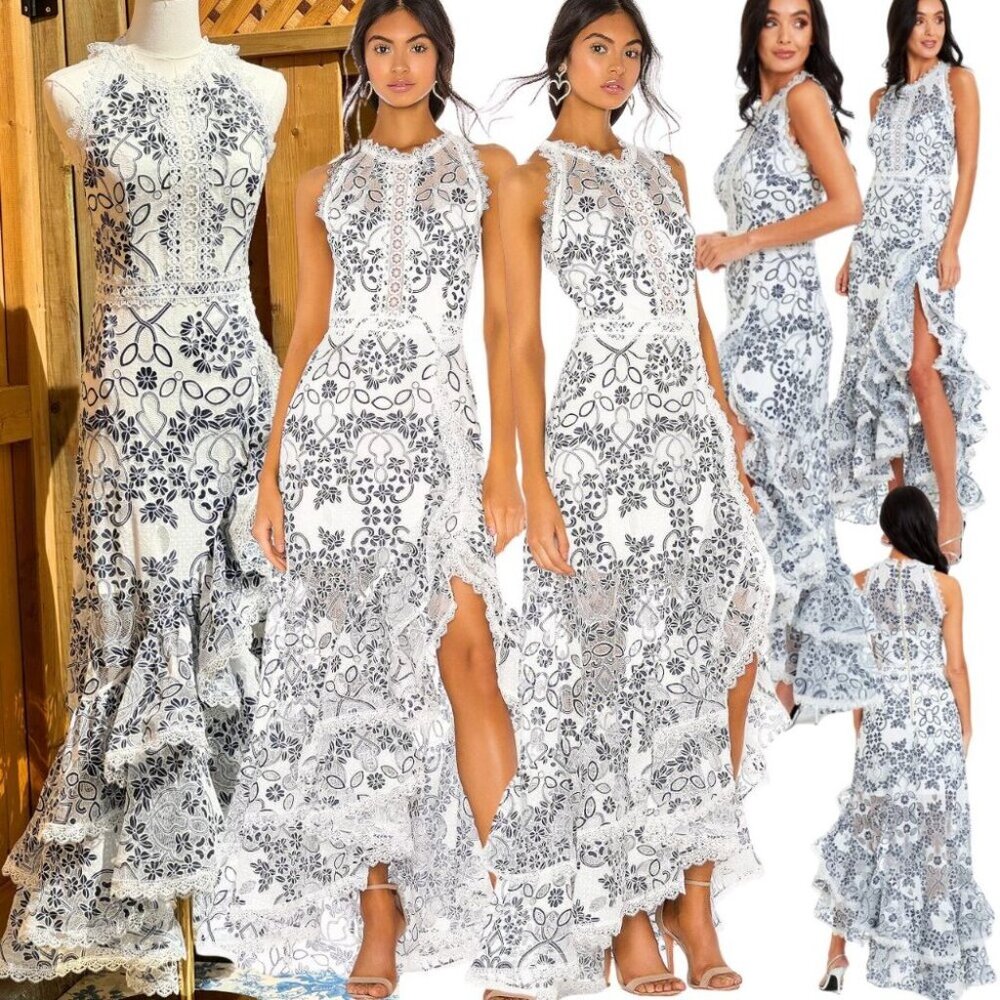 🆕 BRONX & BANCO 🧿 NWOT Santorini Fluted Hem Maxi Dress, Sz S / US 4